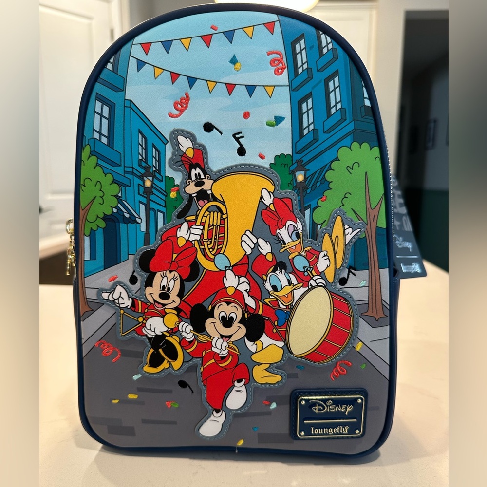 NWT Disney Marching Band Loungefly Mini-Backpack, Navy Blue